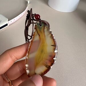 Brown and yellow agate pendant necklace
